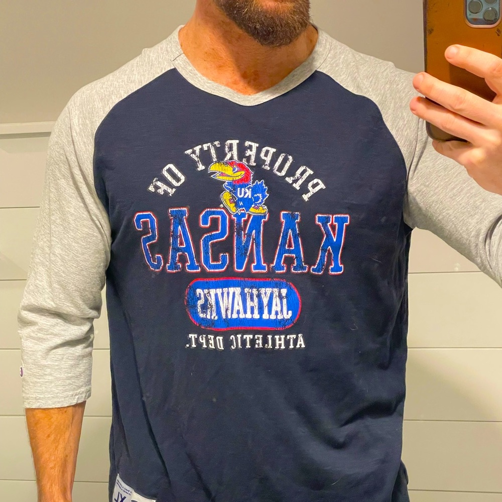 Champion - Raglan / baseball 3/4 sleeve Kansas Jayhawks XL